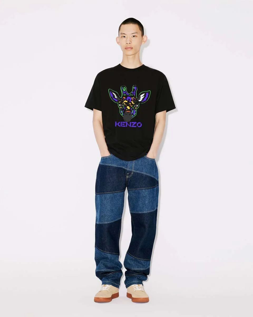 KENZO Giraffe printed cotton T-shirt Color: Black White Apricot Size: M L XL XXL Three standards available Style number: K 80